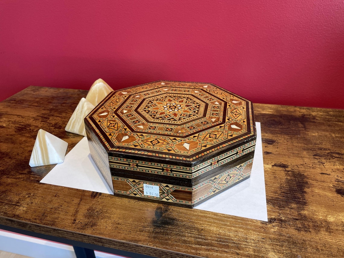 Large Octagon Jewelry Box Handmade Mother of Pearl Etsy