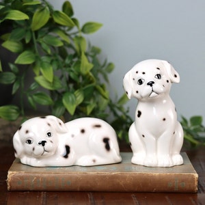 Salt and Pepper Shakers Vintage Dalmatian Figurine Dogs Retro Kitchen Decor Vintage Japanese Ceramics Dog Tabletop Decorations for Display