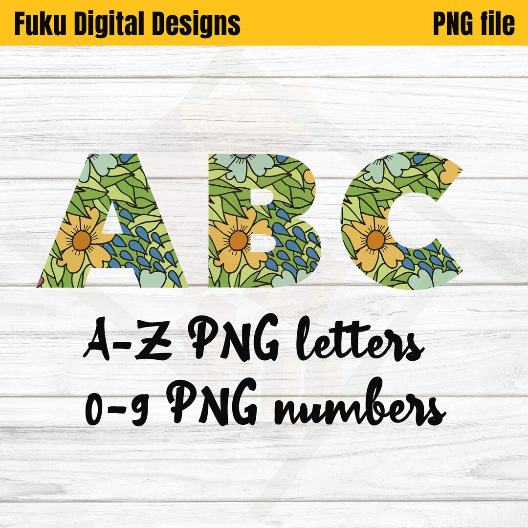 AZ Flowers Doodle Letters PNG Doodle Alphabet Sublimation Etsy Australia
