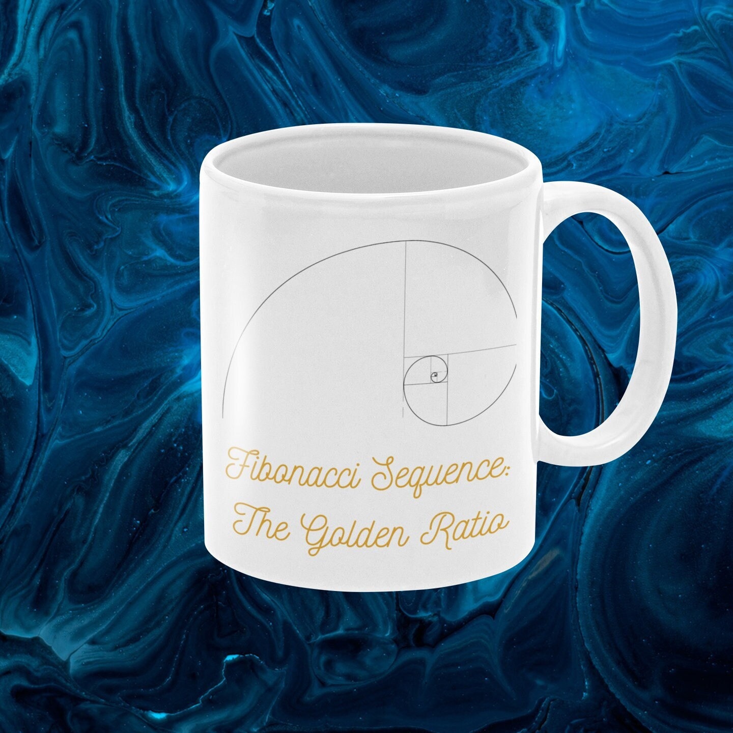 Fibonacci Spiral Golden Ratio Art Geometry Mug | Fibonacci Sequence Golden Ratio | Gift-for-Math-Teacher | Sacred Geometry Gifts