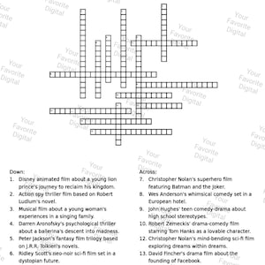Movie Crossword Puzzle Bundle Vol 2 - Etsy