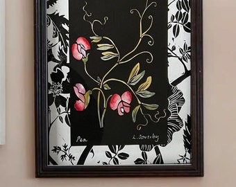 Botanical hand made Linocut with a decorative border, Native flora, Unframed wall art by printmaker Laura Sowerby, Set of botanical prints