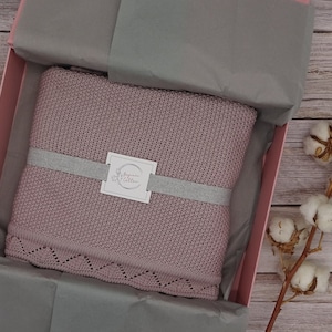 Babydecke, Geschenk zur Geburt, personalisiert, Mädchen, Junge, Babyparty, Babyshower, Biobaumwolle, Aufbewahrungsbox, Box, Geschenk, Geburt