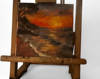 Original Oil Painting - Sunset Landscape | Handpainted Wall Art | Warm Tones | Unique Gift