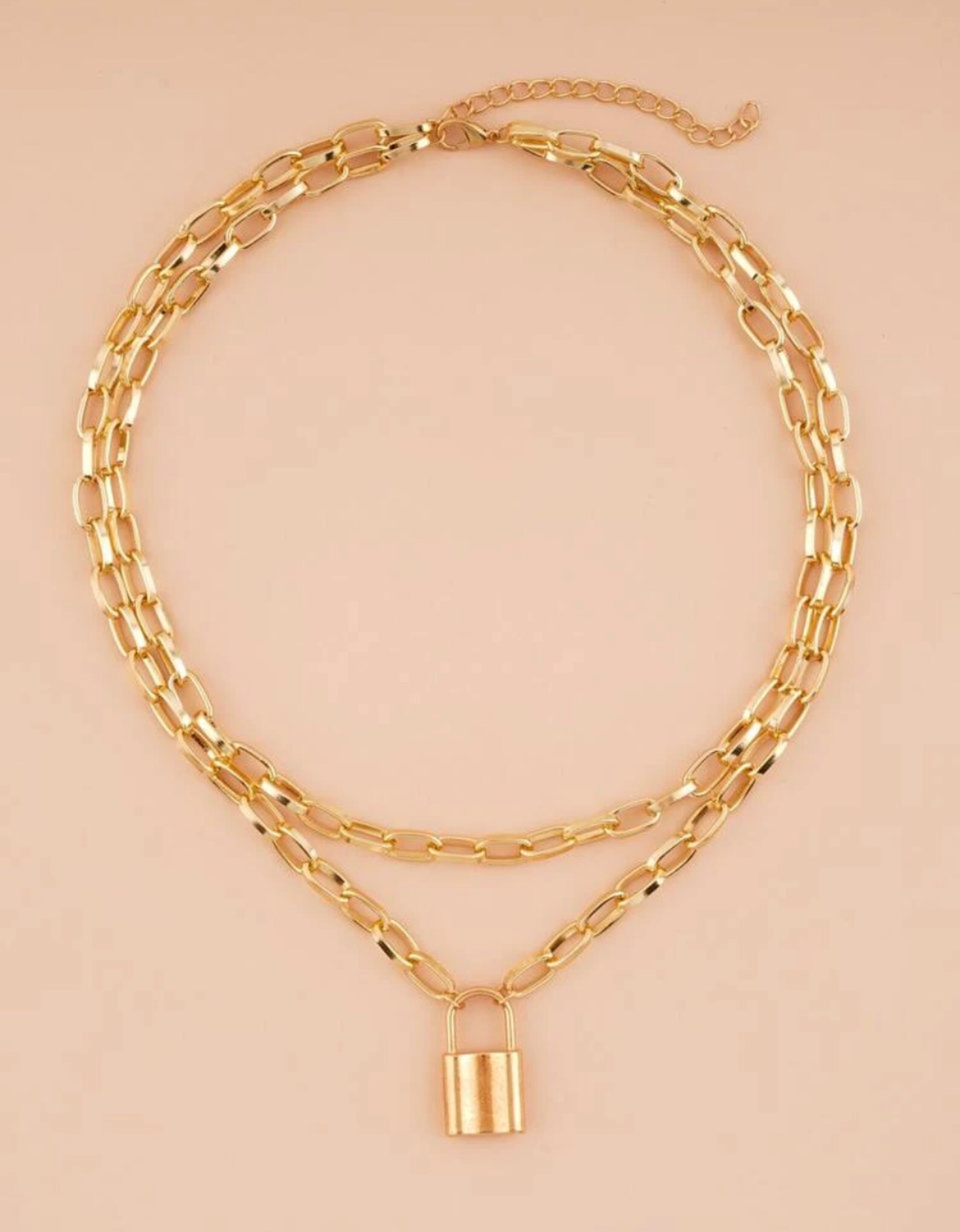 Layered Gold Padlock Necklace Gold Lock Necklace Gold Lock Etsy