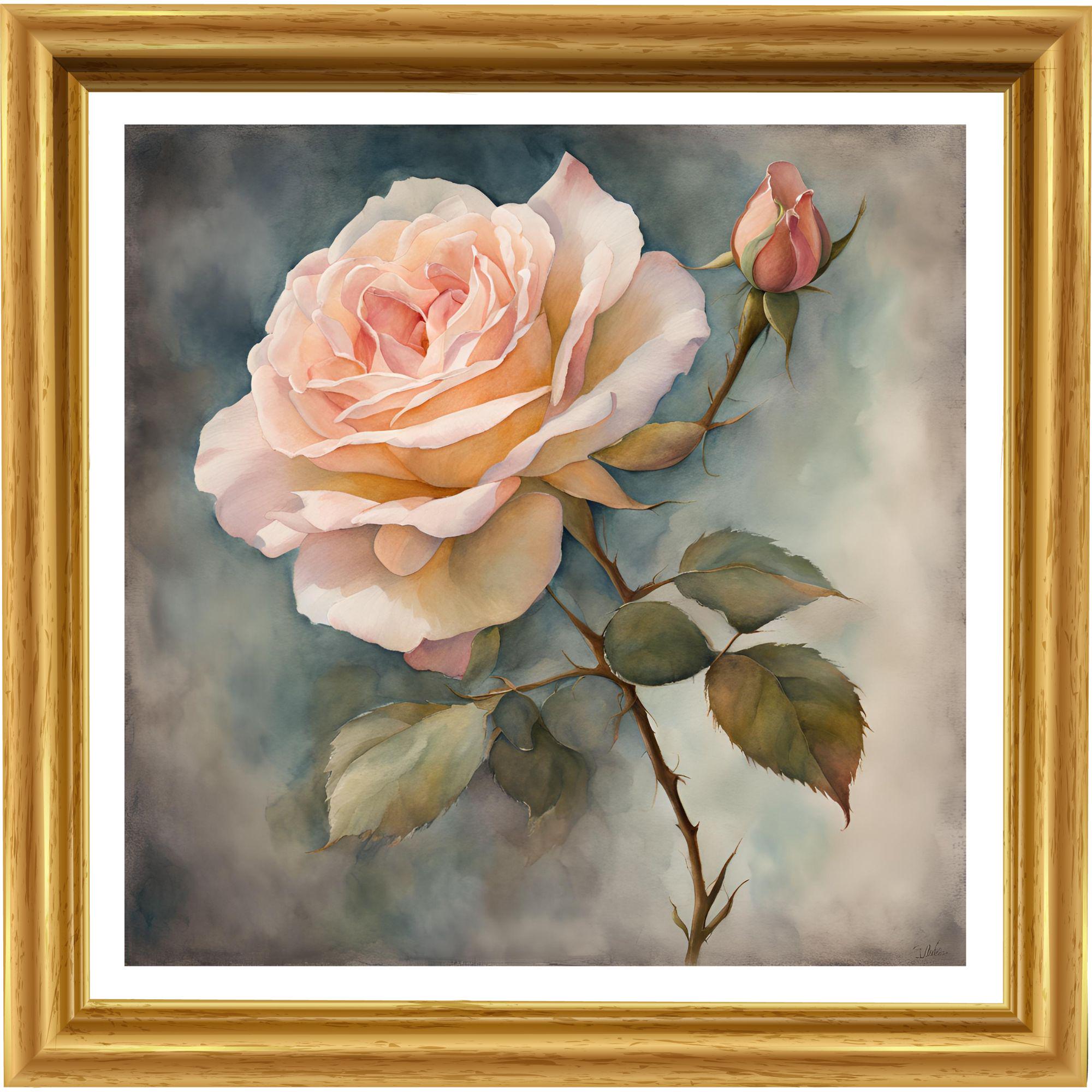 Pink Rose Printable Painting, Vintage Rose, Wall Art Digital Download ...