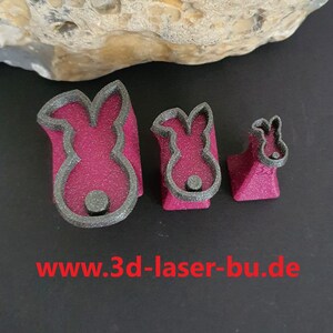 Ton - Keramik Stempel  Hase mit Knickohr von hinten Outline 3er Set