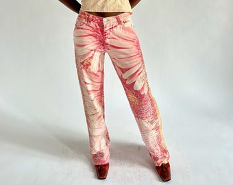 ROBERTO CAVALLI SS2000 - Pink floral jeans