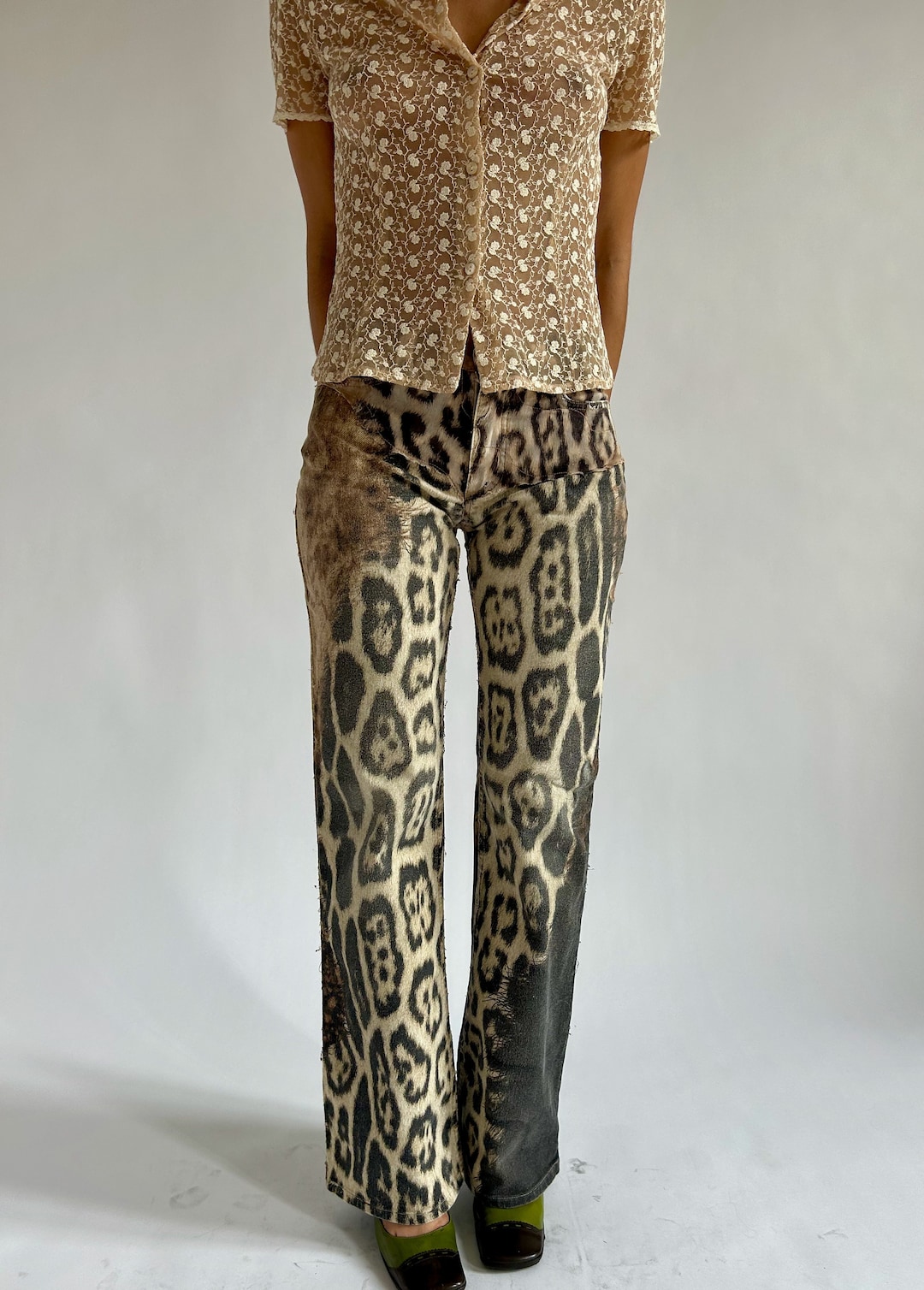 Roberto Cavalli Girls Leopard Print Leggings in Brown