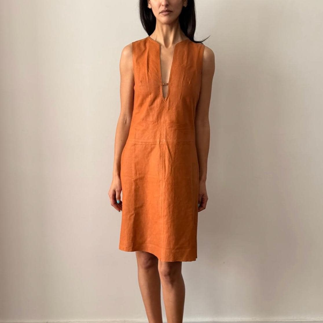 Orange Leather Dress - Etsy