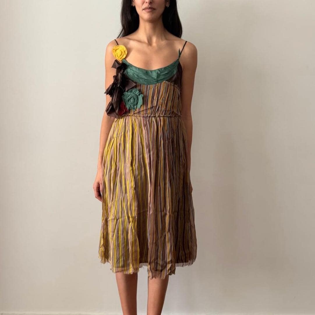 tocca dress 90s 1990s TOCCA Pink Strapless Embroidered Chrysanthemum Dress  ORNAMENTAL  EXCESS