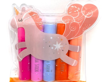 Stylos de peinture super doux 5 stylos stylos à détrempe "Licorne" forme ronde épaisse à partir de 3 ans cadeau motif licorne dans un sac à fermeture éclair Lulubug