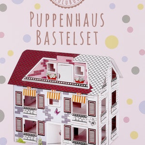 Puppenhaus Bastelset zum Basteln und Bemalen ohne Kleben ohne Schneiden Puppenhaus Kindergeburtstag Geschenk Playmobilfiguren stabil Lulubug Bild 1