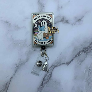 Abzeichen Reel, Krankenschwester Geschenk, Halloween Badge Reel, niedlicher Geist Badge Reel, Lehrer Geschenk, gesundheitswesen, lustiges Badge, RN, Quiet Now It&#39;s Reading Ghost