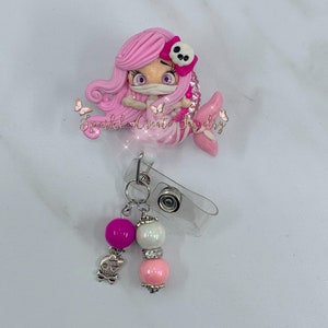 Mummy Mermaid Badge Reel, Nurse Gift, Teacher Gift, Spooky Badge Reel, Retractable Badge Reel, Halloween Badge Reel, Medical Badge Reel, RN