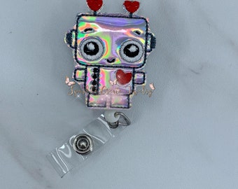 Carrete de insignias de robot de San Valentín, regalo para personal médico, atención médica, enfermería certificada (CNA)