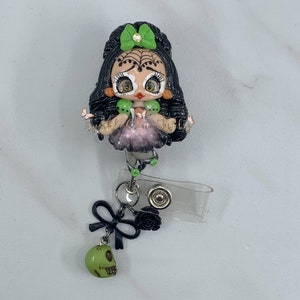 Sugar Skull Dia de los Muertos Abzeichen Reel, Krankenschwester Geschenk, Medizinische Abzeichen Reel, einziehbare Badge Reel, gesundheitswesen, Halloween Badge Reel, RN CNA