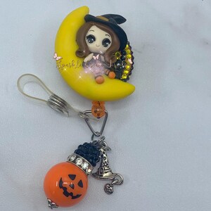 Badge Reel, Nurse Gift, Spooky Badge Reel, Halloween Badge Reel, Medical Badge Reel, Healthcare, Retractable Badge Reel, RN, Witch Girl
