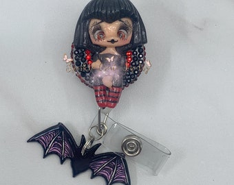 Porta badge "Vampire Girl", regalo per infermiere, porta badge di Halloween, porta badge medico, porta badge per clinica, porta badge retrattile, assistenza sanitaria, RN CNA