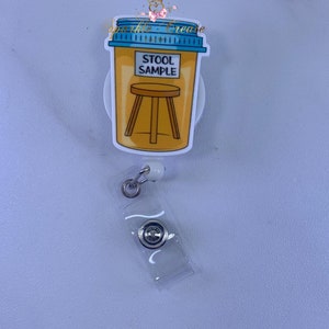 Divertente porta badge con campione di feci, umorismo medico, regalo per infermieri, porta badge retrattile, RN CNA