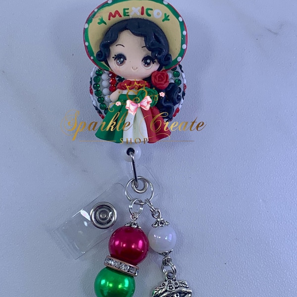 Badge Reel|Hispanic Badge Reel|Nurse Gift|Teacher Gift|LVN|Mexican Badge Reel|Phlebotomist|Pharmacist|Healthcare|Traditional Mexican Girl