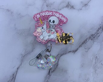 Funny Unicorn Badge Reel, Fabulous Medical ID Holder, Retractable RN CNA, Healthcare