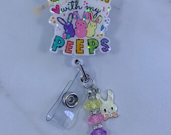 Badge Reel|RN Badge Holder|Tech ID Badge|Orthopedics|Badge Holder|Emergency Badge|Funny Badge Reel|Funny|Scrubs|Easter Chillin with my peeps