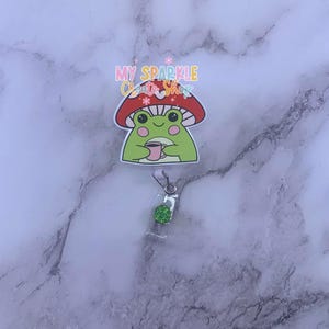 Badge Reel|Nurse Gift|Therapy Badge Reel|RN|Cute Mushroom|Badge Reel|Mental Health Badge Reel|Medical Badge Reel|Healthcare|Cute Frog
