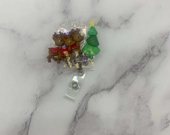 Christmas Reindeers Badge Reel, Nurse Gift, Medical Staff Gift, Healthcare, CNA RN