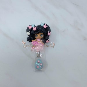Badge Reel|Nurse Gift|Night Shift|Phlebotomist|Retractable Badge Reels|Clinic Badge Reel|CNA, Teacher, Healthcare, Vet, Office|Easter girl