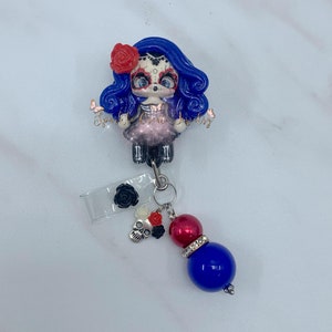 Sugar Skull Girl Badge Reel, Krankenschwester Geschenk, Halloween Badge Reel, Gruselige Badge Reel, Klinik Badge Reel, Medizinischer Badge Reel, Krankenschwester, RN CNA