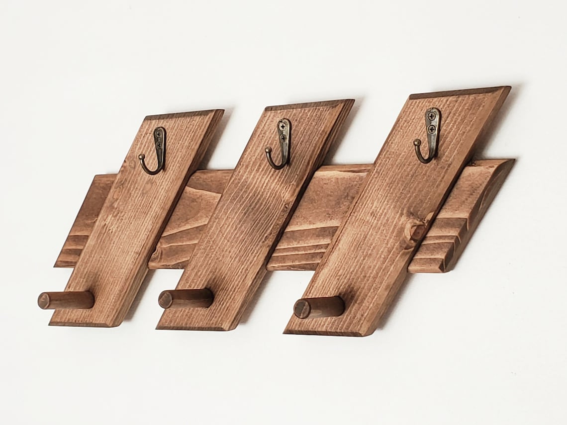 Coat Rack and Key Holder Modern Rustic Hanger Entryway Key Etsy