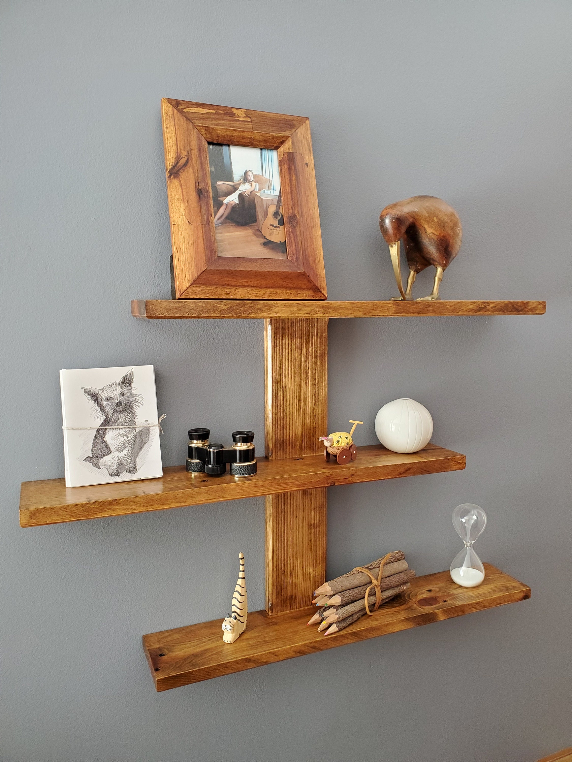 Wall Mounted Wood Shelf (modern Rustic Style- Beveled Edges) Farm