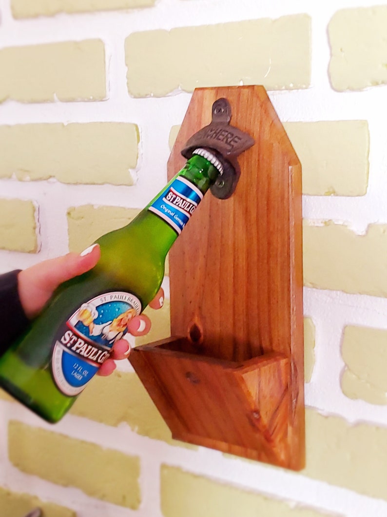 Wall Mounted Beer Bottle Opener modern Rustic Style Beveled Edges