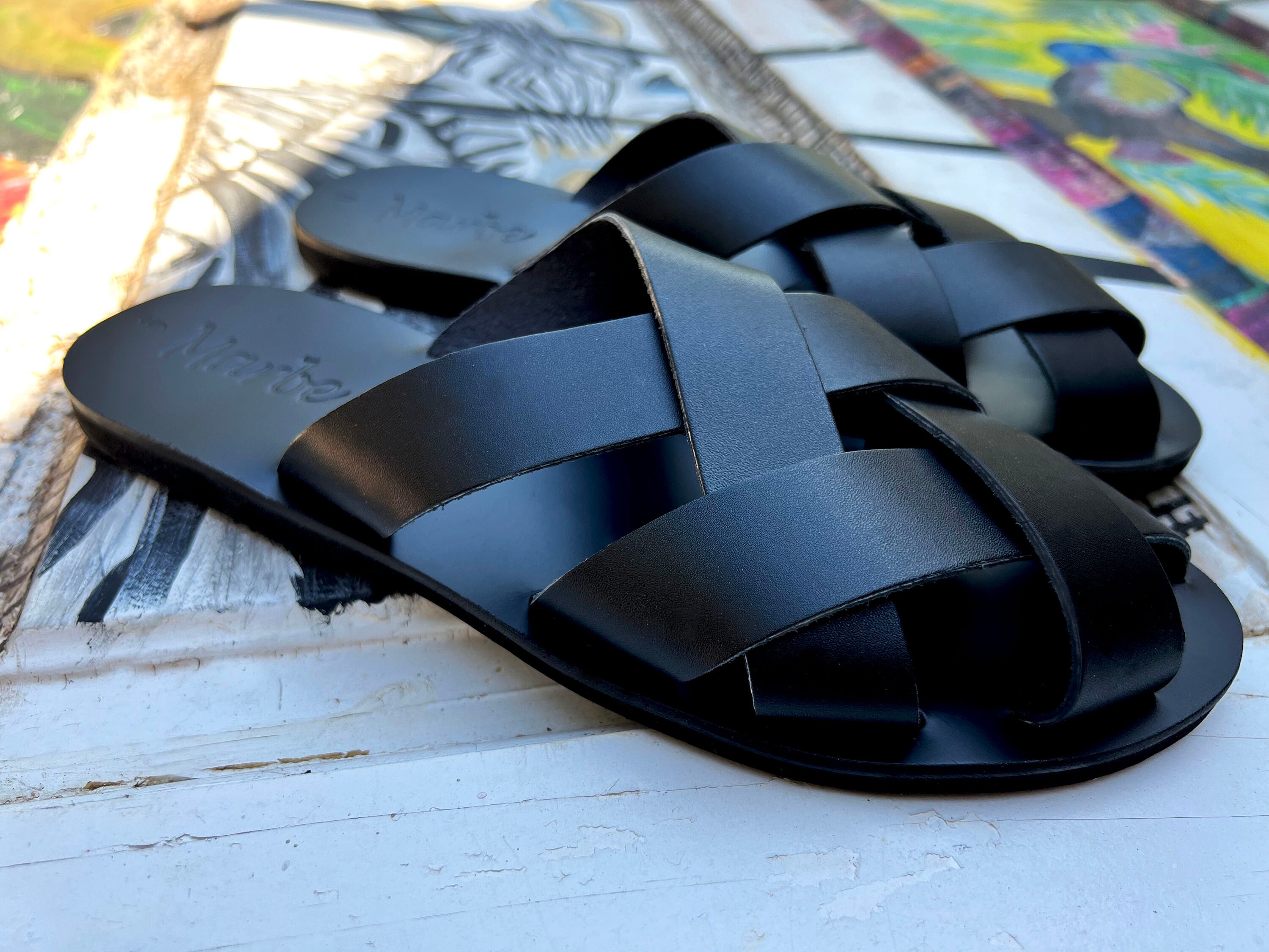 Black / Elegant Sandals / Greek Leather Sandals / Women Flat Shoes