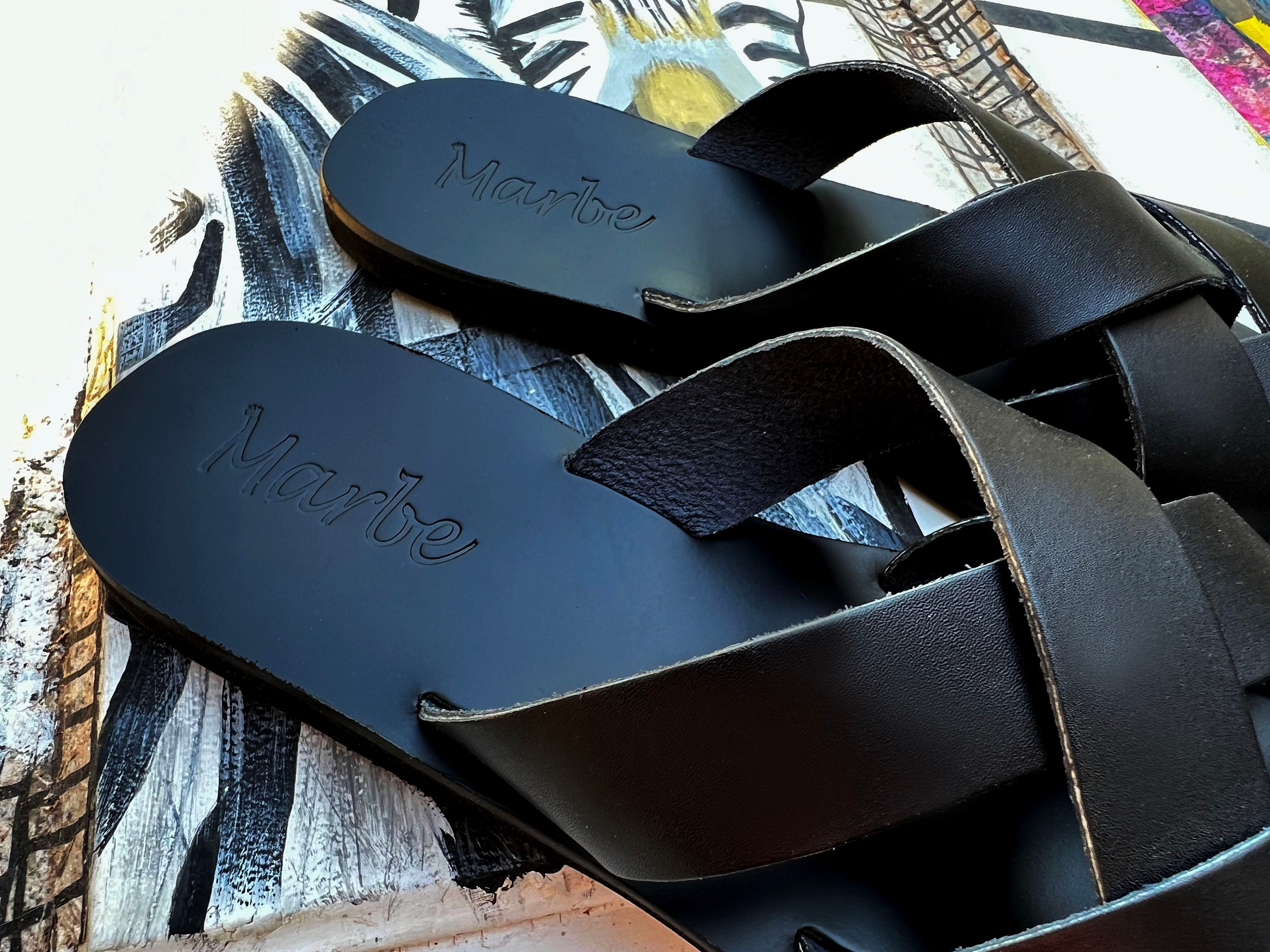 Black / Elegant Sandals / Greek Leather Sandals / Women Flat Shoes