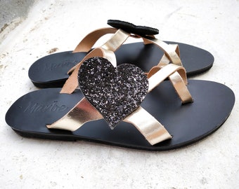 Make your own sandal / Glitter sandal / Summer Shoes / Fashion shoes / Greek sandal / Decorated sandal / SlideSandals : Sarah