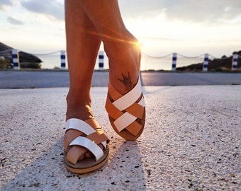 Peep toe shoes / Leather straps / Greek leather / Greek sandals / Custom Order sandals / Choose your color / Workshop Shoes : Lefki