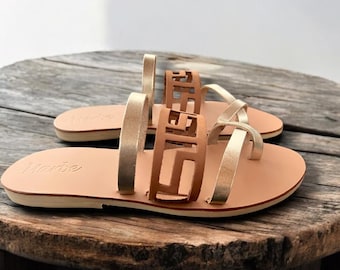 Sandalias de mujer, sandalias de cuero natural, sandalias griegas de cuero, sandalias de cuero genuino, sandalias de mujer, zapatos planos, hechas a mano por encargo: Penélope