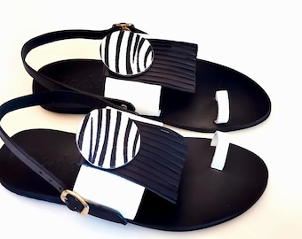 Sandalo in pelle fatto a mano: Lidia (sandali da donna, sandali in pelle, sandali greci fatti a mano in pelle, sandali con cinturino alla caviglia)