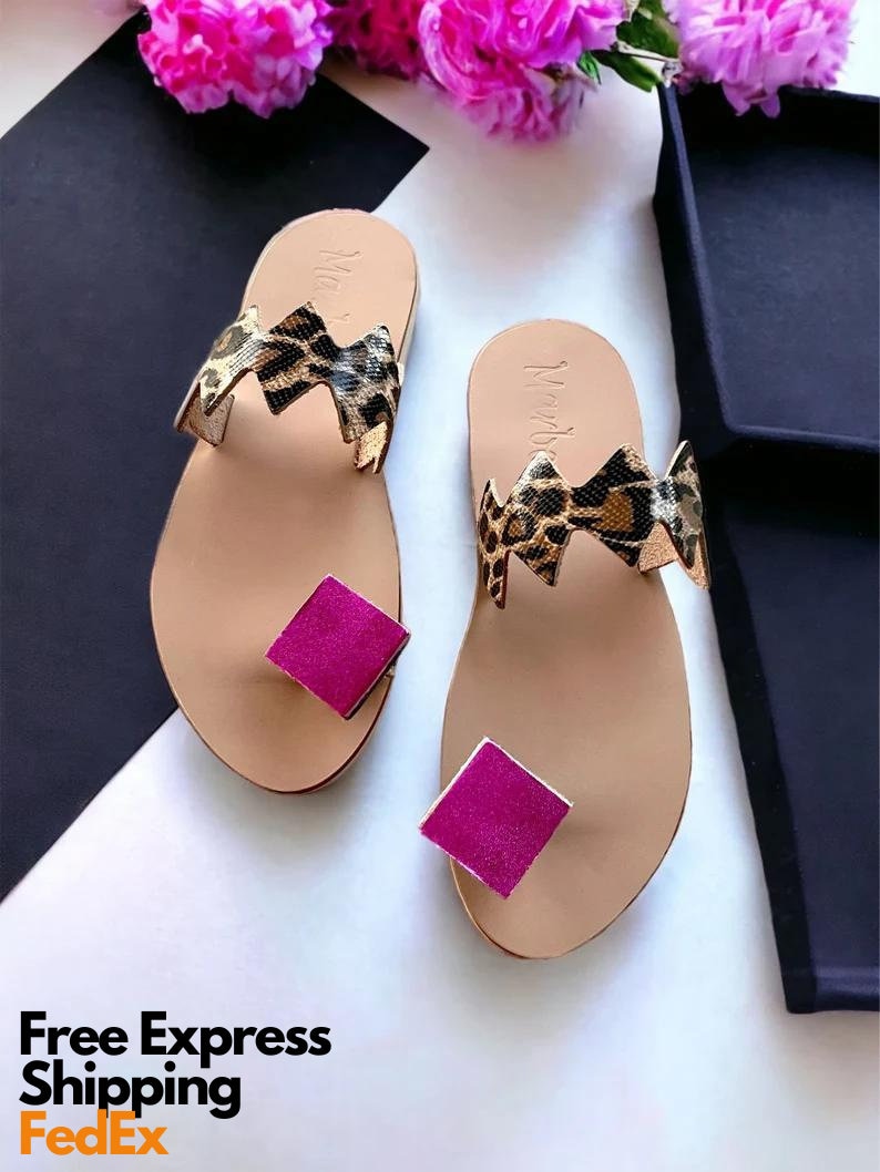 Zapatos hechos a mano / Sandalia griega con anillo en el dedo del pie / Sandalia griega / Zapatos griegos de mujer / Zapato plano / Sandalias de cuero