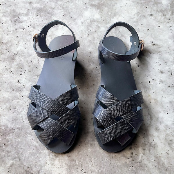 Peep Toe Summer Sandal , flat shoes , women shoes , greek sandals , ancient sandals , natural tan sandal , workshop shoes ,slides: Michaela