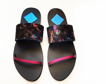 Sandalia de cuero hecha a mano : Sapfo (sandalia de cuero griega / griechische leder sandalen / Sandalia hecha a mano / Zapatos de diseñador / Sandalia plana de moda)