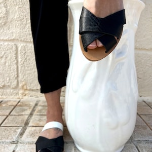 Leather shoes for women , Leather sandals , Greek Sandals , Summer Shoes , Peep Toe Sandal , Slide Sandals,Marbe Workshop,Tailor Made: Chloe