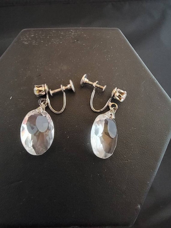 Vintage rhinestone and crystal clip on earrings - image 2