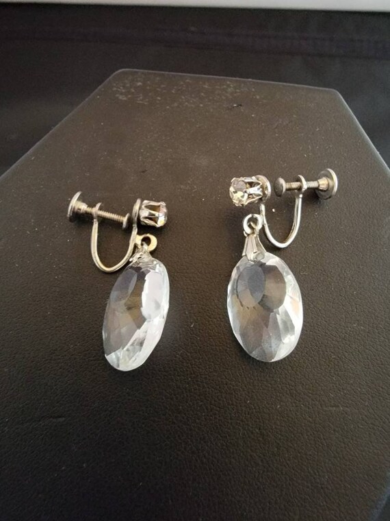 Vintage rhinestone and crystal clip on earrings - image 3