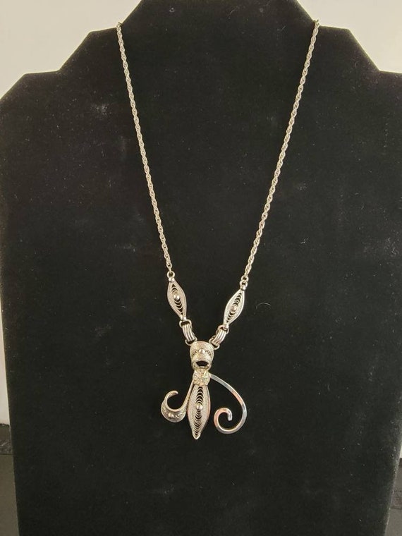 Vintage Espo Flex sterling silver rhinestone neckl