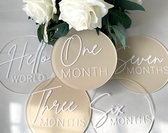 Acrylic Baby Milestones - 5 INCH - Milestone Disks - Baby Props - Monthly Milestones - Photography