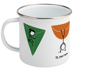 Hand Illustrated Climbing Bouldering Enamel Mug | Climbing Gifts | Foot Swap