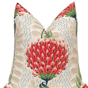 Thibaut Tiverton Pillow Cover in Red Designer Lumbar Pillow, Bedding Decor, Eurosham, Toss Pillow